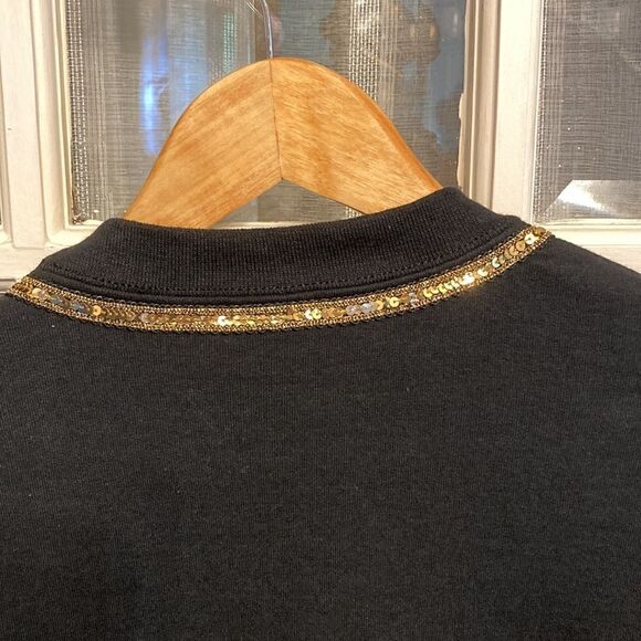 Handcrafted Cold Sequin and Floral Embroidered Black Cardigan - Picture 9 of 12